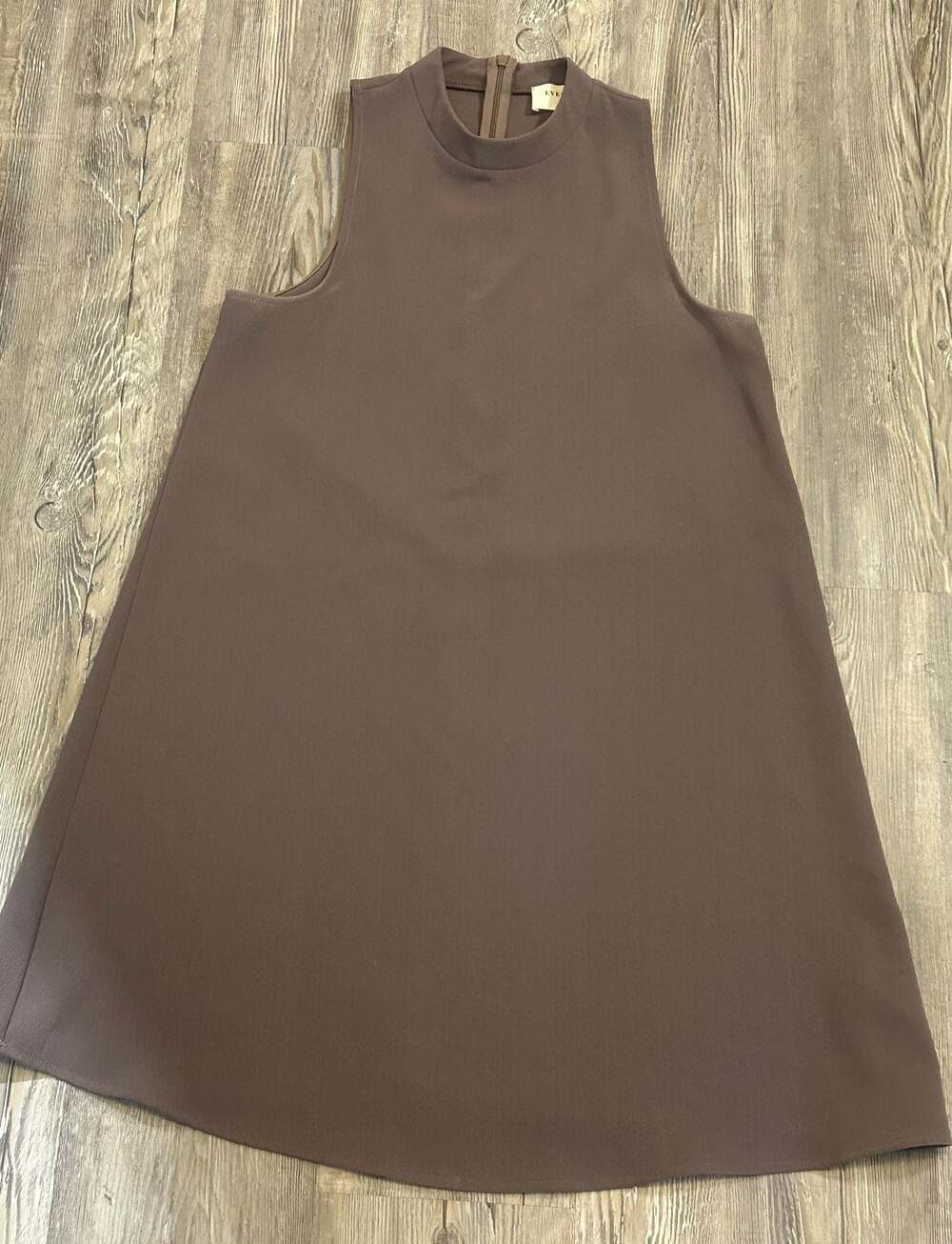 Everly A-Line Sleeveless Mock Neck Dress in Brown